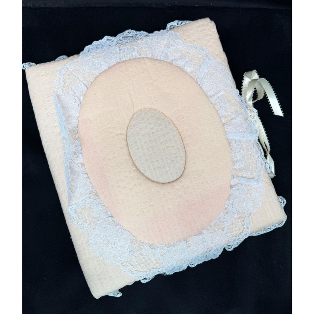 Vintage Cloth Padded Photo Album Peach/White Lace Grandma Granny Core Cottage